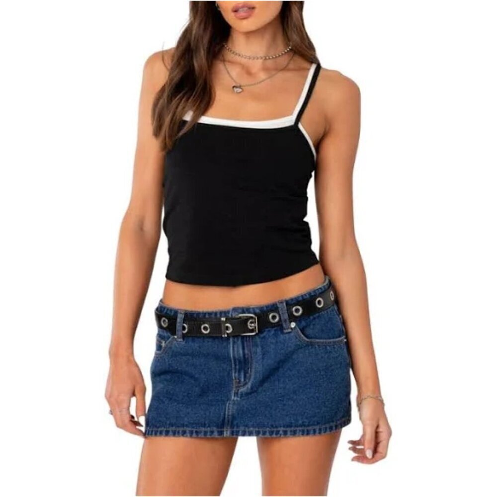 EDIKTED Layered Camisole in Black-And-White Size X-Small